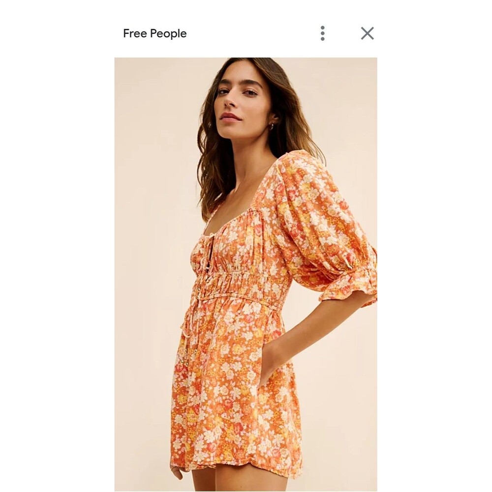 Free People OB1434212 Women's Sz M Floral Show Me Love Square Neck Romper EUC